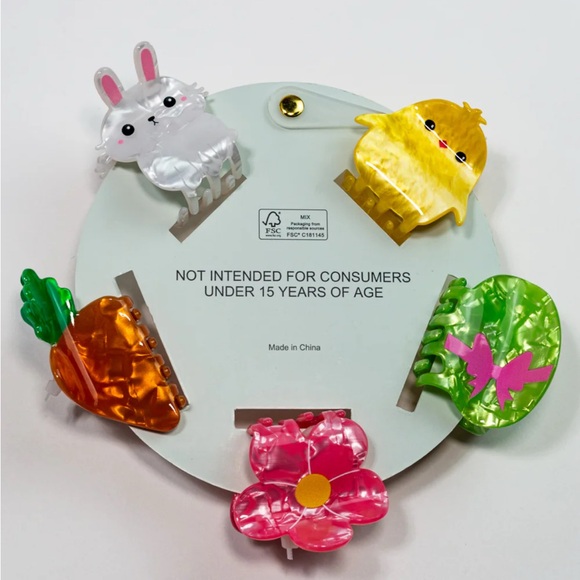NWT 🐰🐣🌸🥕Piper K Easter Hair Claws Clips set of 5 - Picture 4 of 13